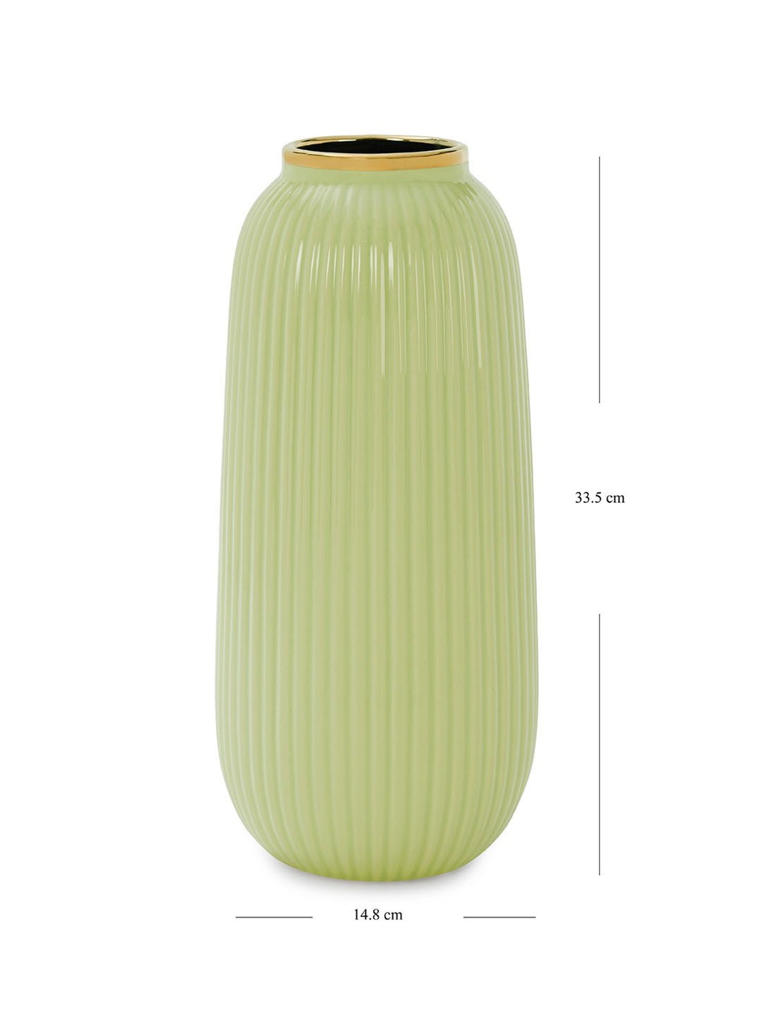 Pure Home and Living Light Green Ceramic Ribbed Vase