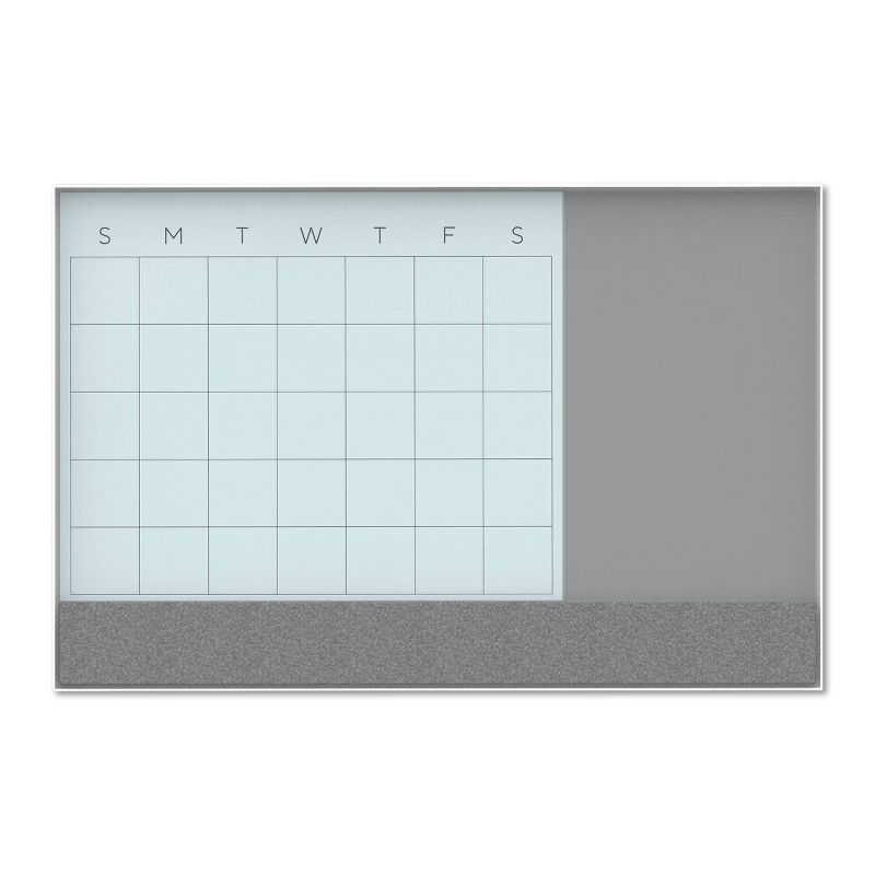 U Brands 24"x18" 3-in-1 Framed Glass Monthly Calendar Board with Felt Strip