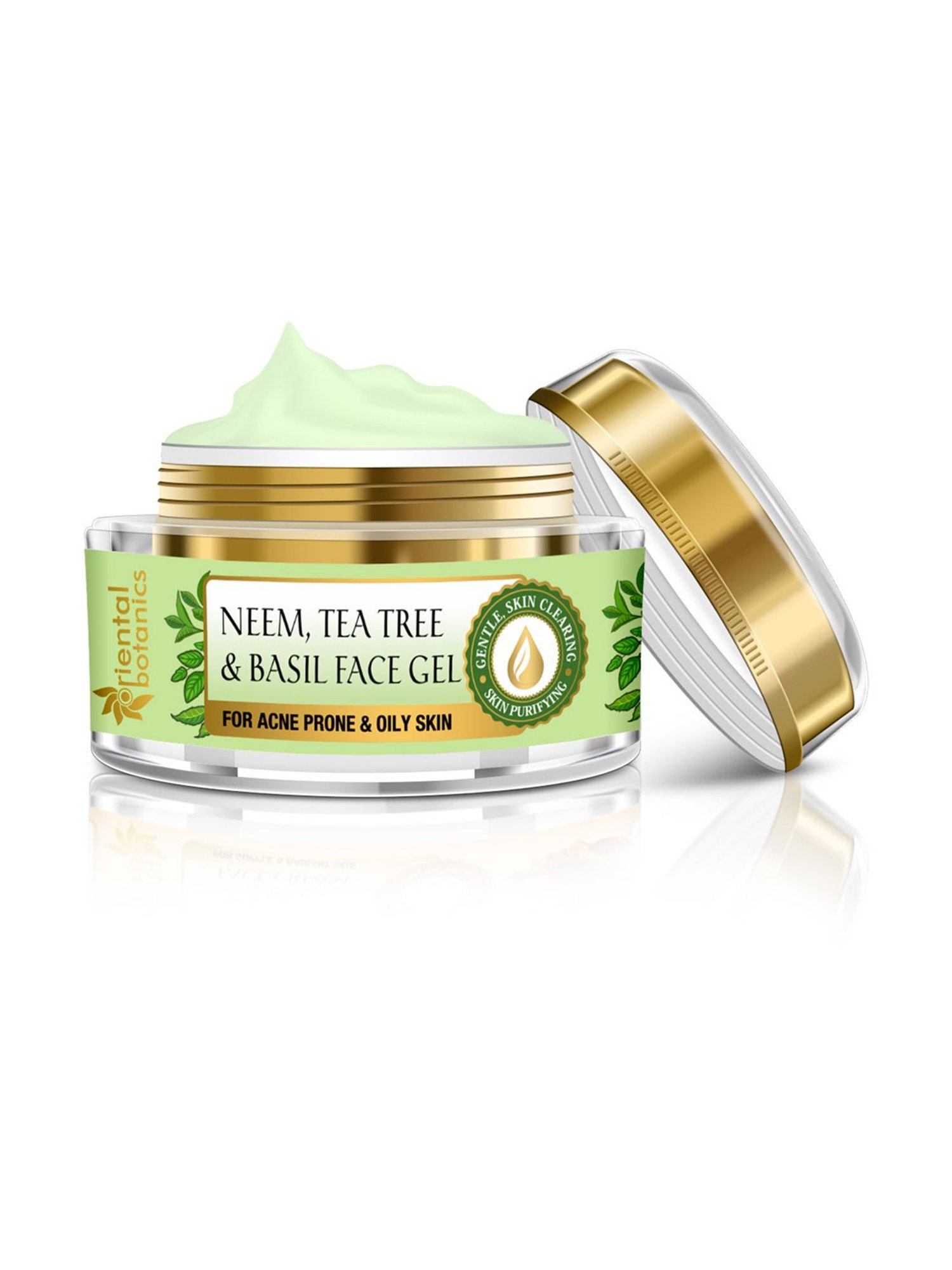Oriental Botanics Neem, Tea Tree & Basil Anti Acne Night Gel Cream for Oily Skin - 50 gm