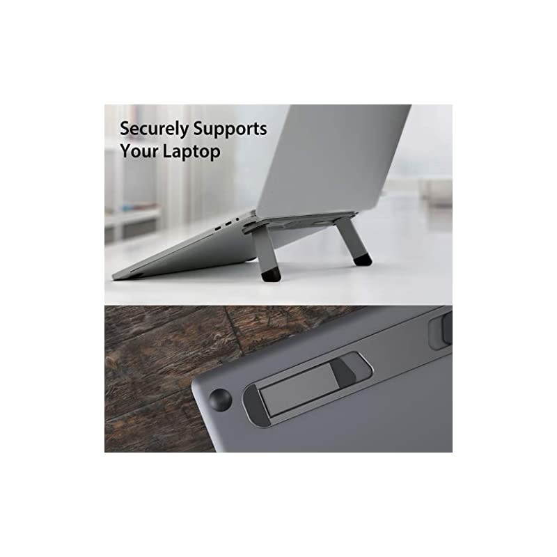 Laptop Cooling Stand Aluminum Portable Foldable Ergonomic Notebook Lift Holder for Desk Table Compatible with MacBook Air Pro Dell XPS HP Lenovo and More 10156 Laptops BS103 Gray