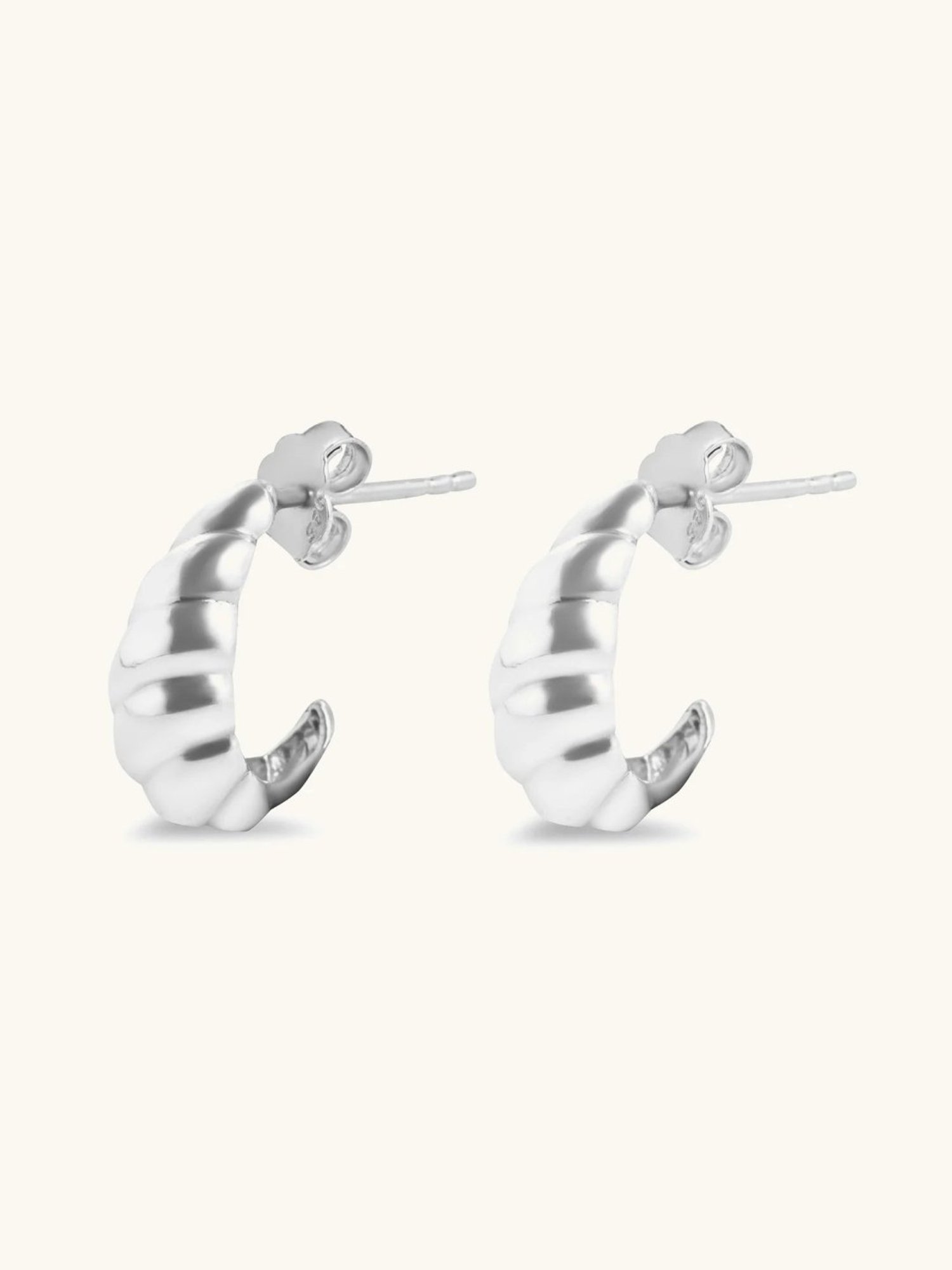 Mabel 92.5 Sterling Silver Croissant Huggies Earrings for Women