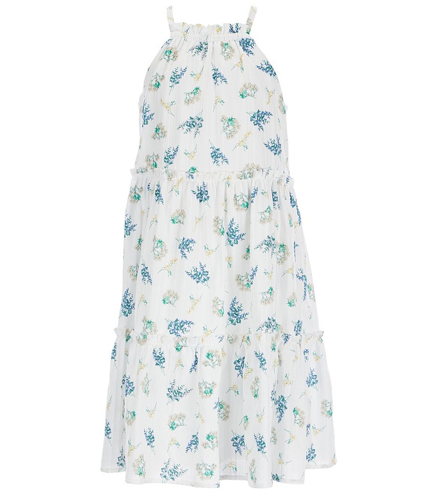 GB GB Girls Little Girls 2T-6X Textured Floral Tiered A-Line Dress