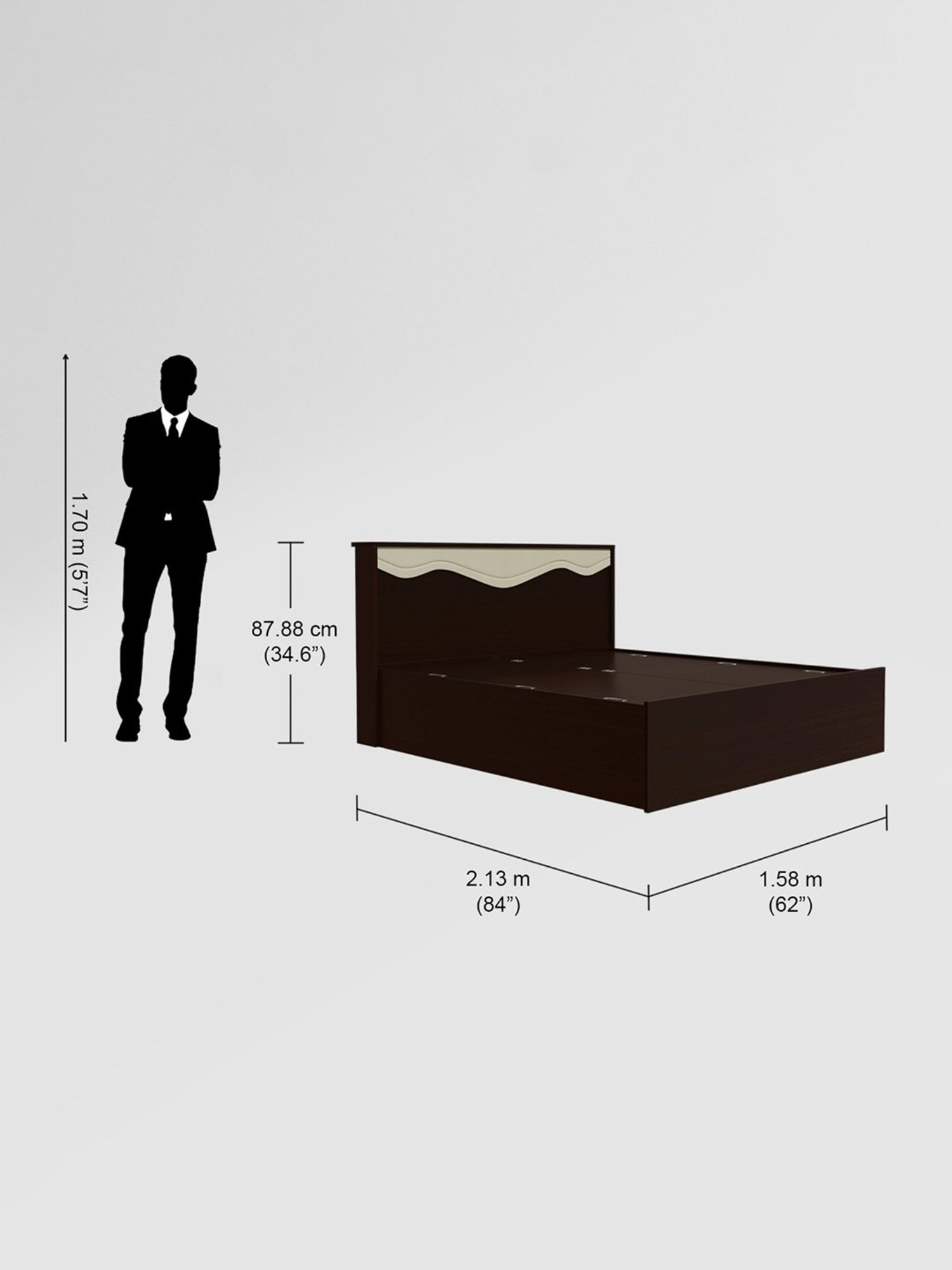 Nilkamal Riva Black Engineered Wood King Size Bed with Storage