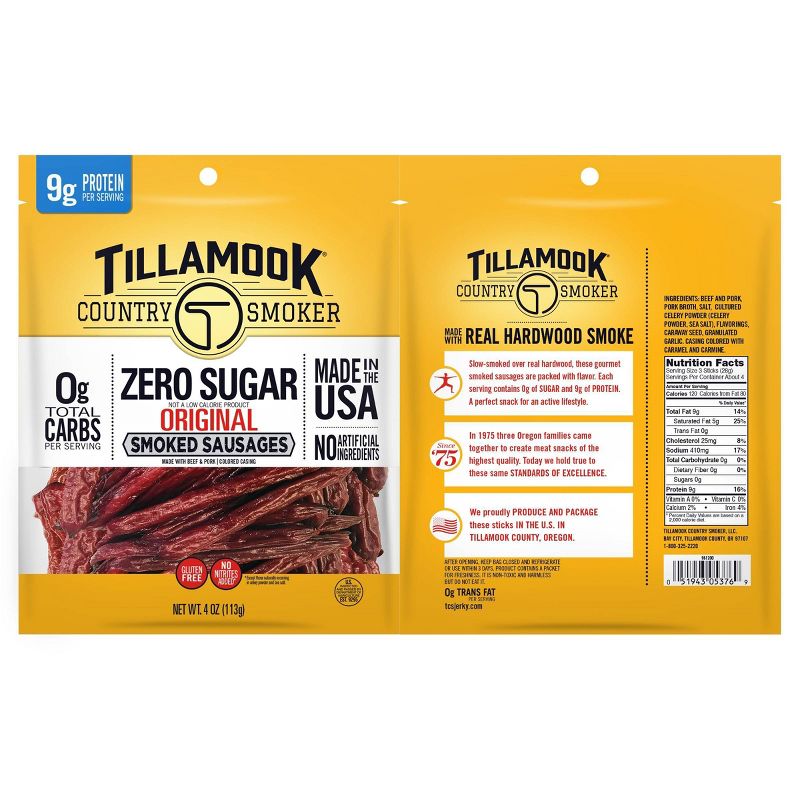 Tillamook Zero Sugar Original Smoked Sausages - 4oz