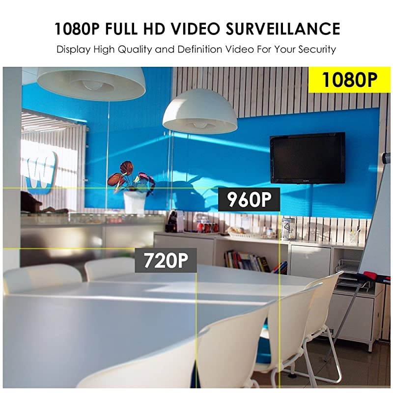 1080P Wireless Home Security Camera System FULL 1080P HD NVR With 1TB Hard Drive and 4pcs 2.0MP 1080P HD WiFi Indoor Outdoor Weatherproof Surveillance IP Cameras Night Vision, Motion Detection