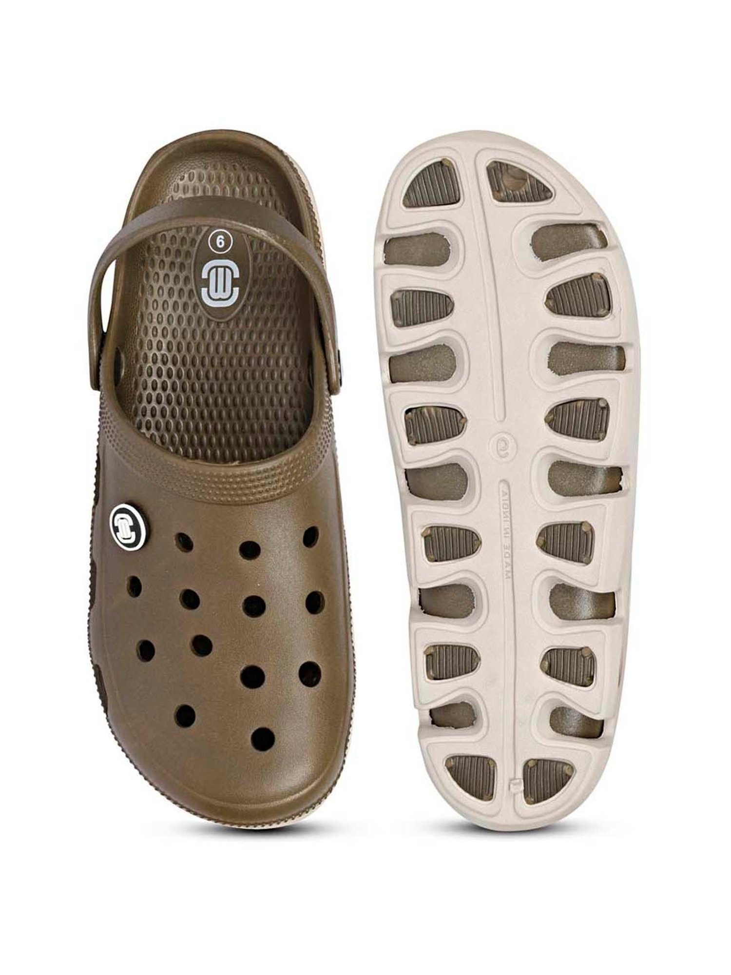 Mozafia Men's Khaki Back Strap Clogs