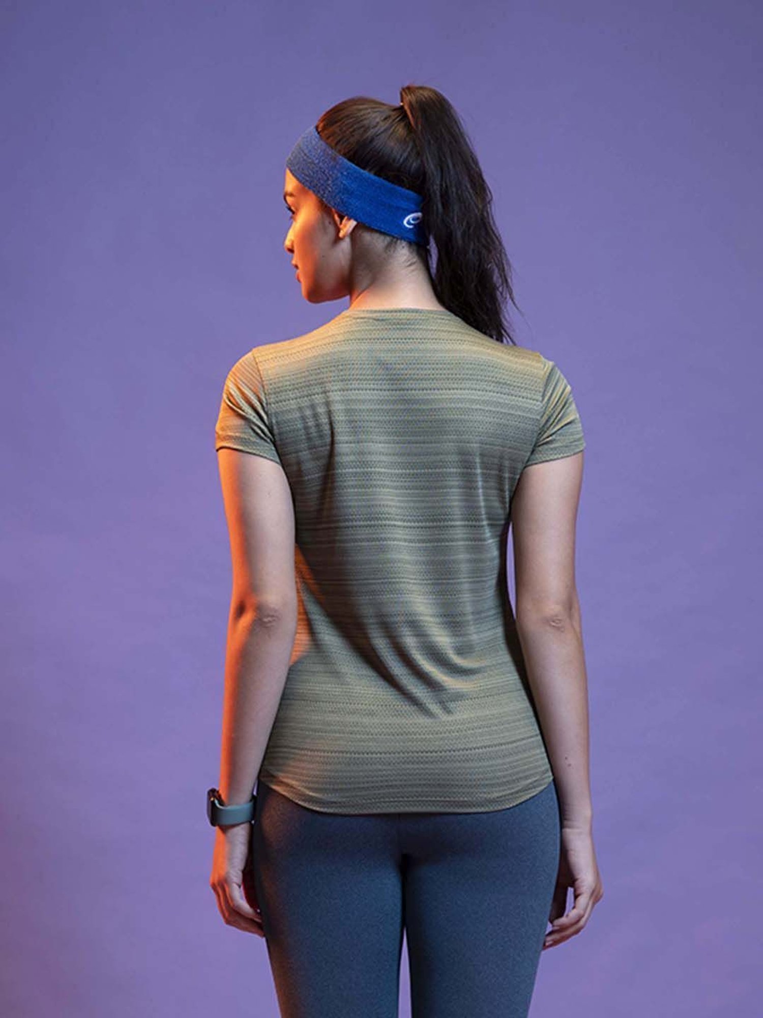 Lyra Green Self Pattern Sports T-Shirt