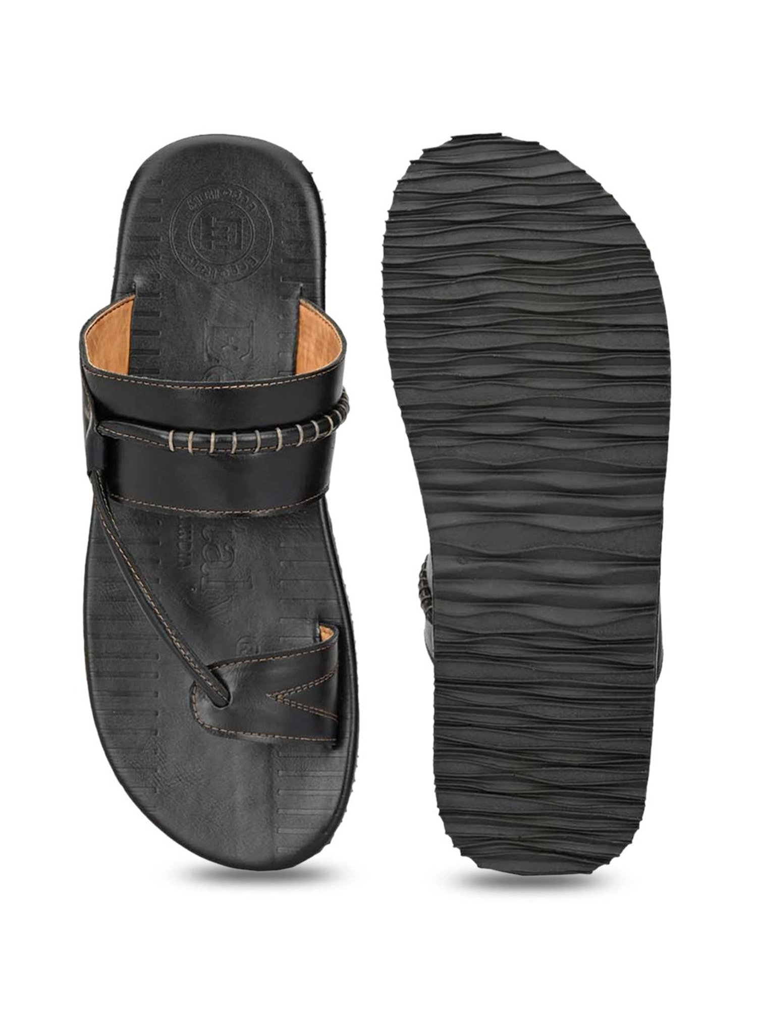 Eego Italy Men's Black Toe Ring Sandals