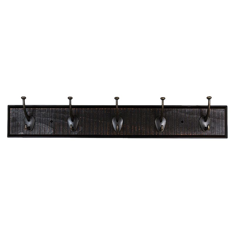 Sumner Street Home Hardware 5 Hook Rustic Wall Coat Rack Black/Brass