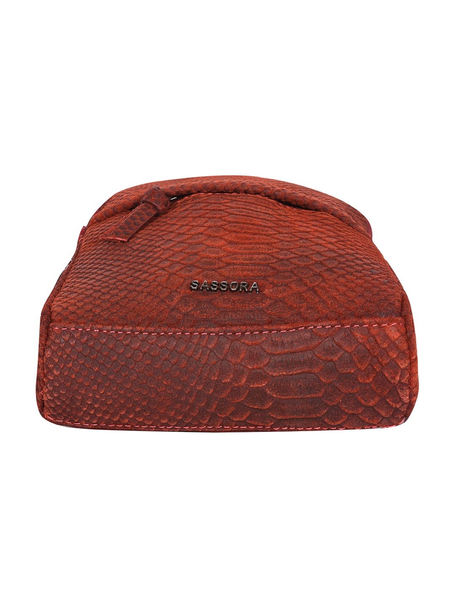 SASSORA Red MEI Animal Effect Small Leather Backpack