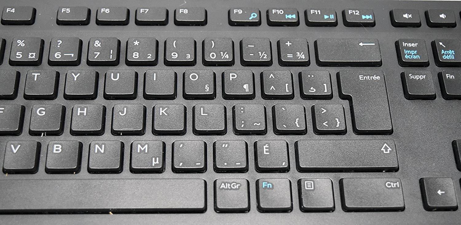 New C36YV Genuine OEM Dell French Canadian Keyboard Slim QWERTY USB Wired Connection For Home Office FN Media Hot Keys Number Pad Model KB216T Universal FRN/CAN Typing Board Interface Port