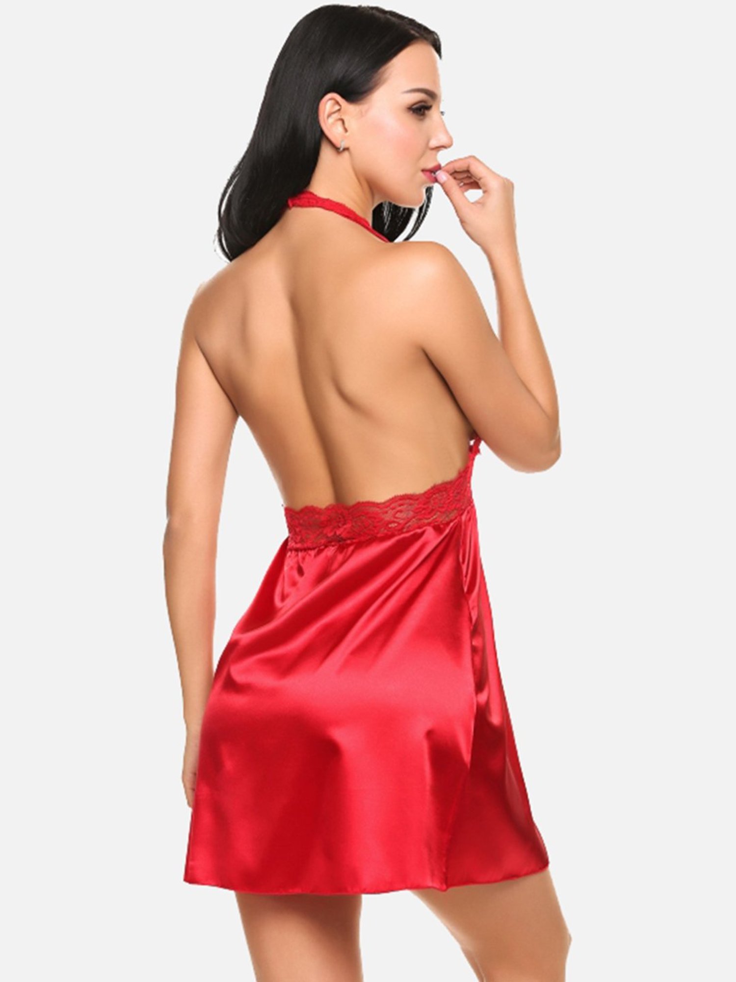 FIMS: Fashion is my Style Maroon & Red Lace Work Babydoll With Thong