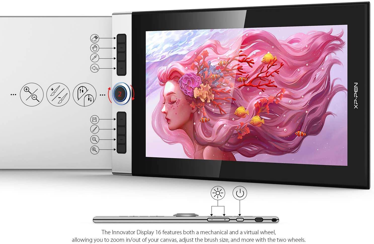 XP-PEN Innovator 16 Pen Display 15.6 Inch Drawing Monitor Full-Laminated Technology Graphics Monitor with Tilt Support Passive Pen and 8 Customizable Shortcut Keys(Supports 92% Adobe RGB Color Gamut)