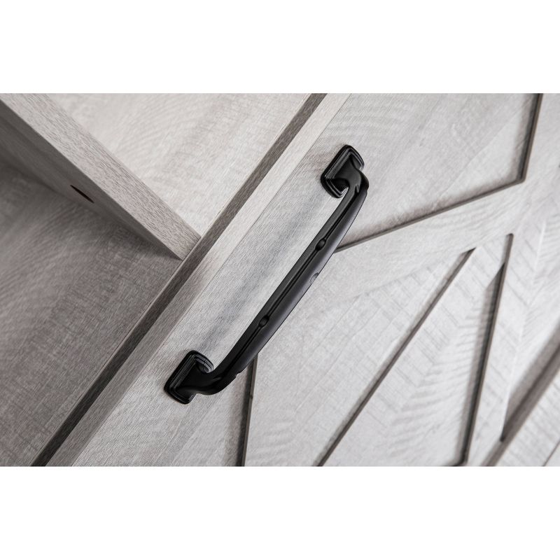 33" Sliding Door Kitchen Cart with Wood Top Saw Cut White - Home Essentials