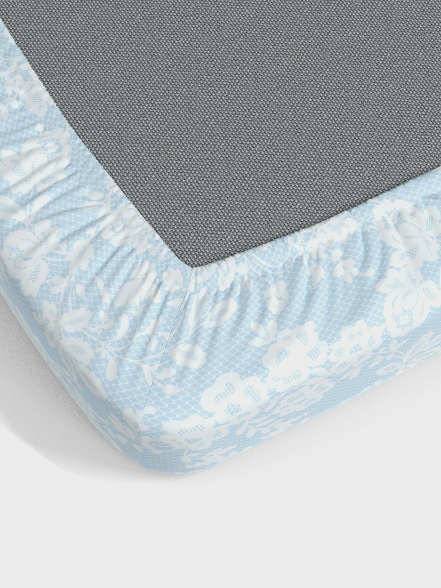 My Room Floral Blue 140 TC Cotton Fitted King Bed Sheet with 2 Pillow Covers