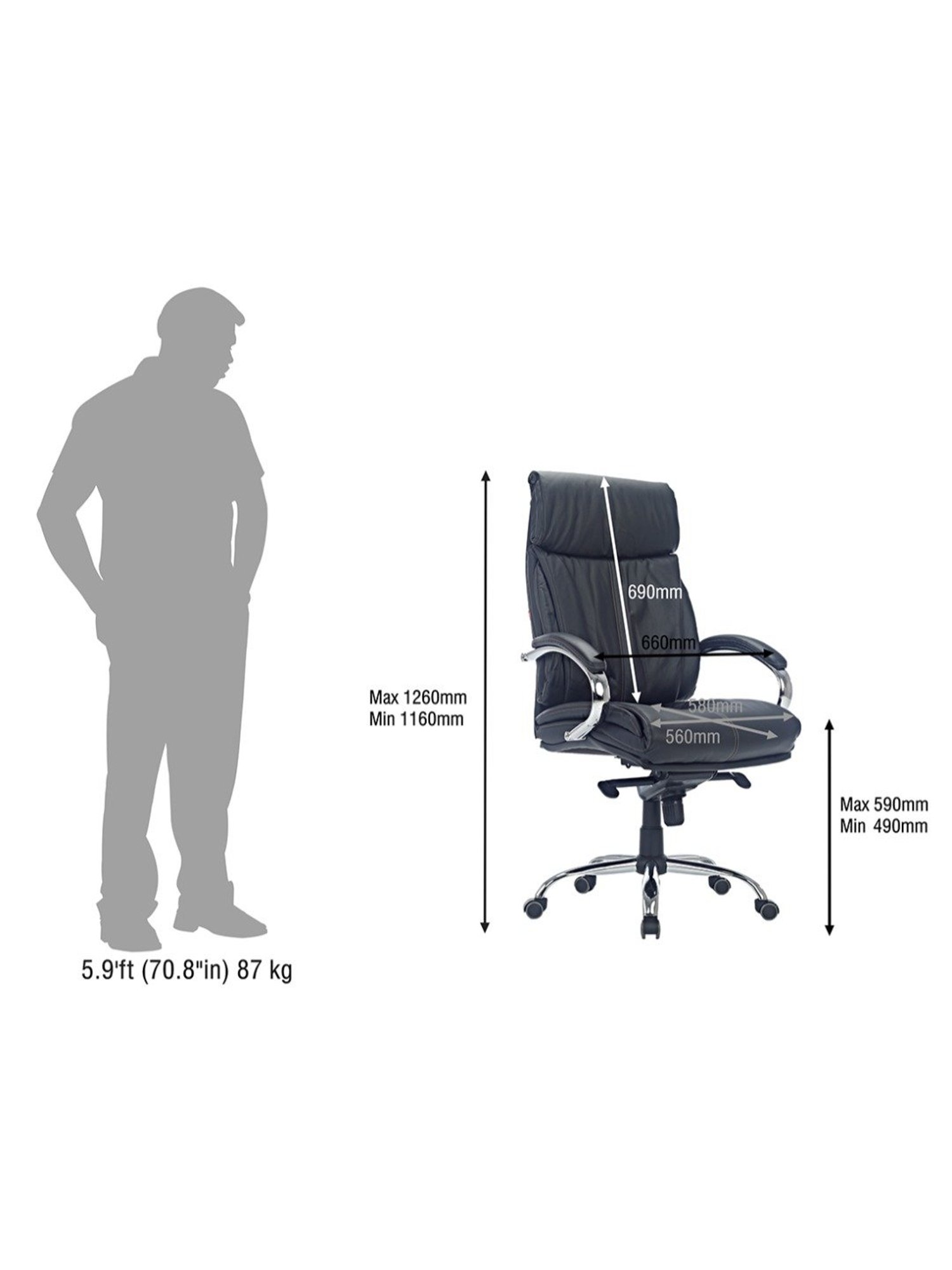 Durian Chaste Black Fabric Executive Chair