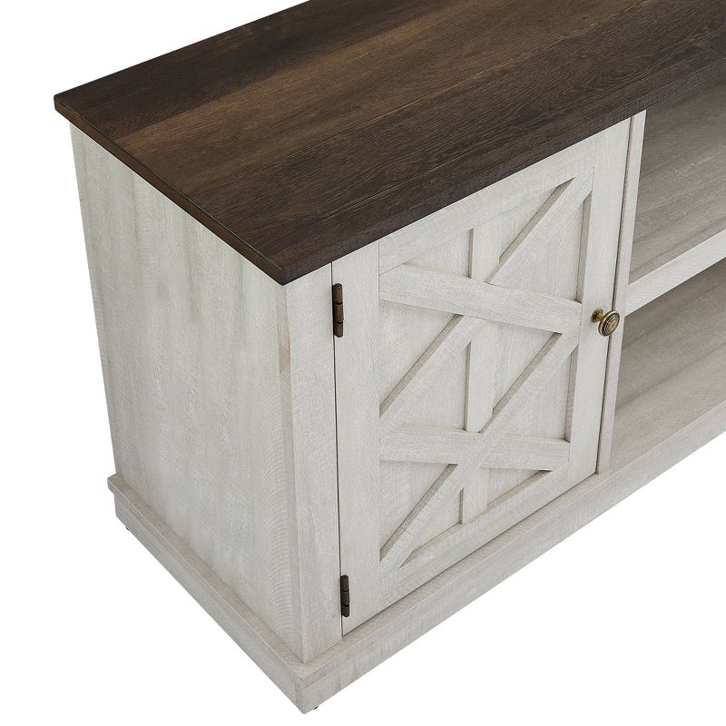 58" Dark Drift Wood Desktop TV Stand for TVs up to 64" Off White - Home Essentials