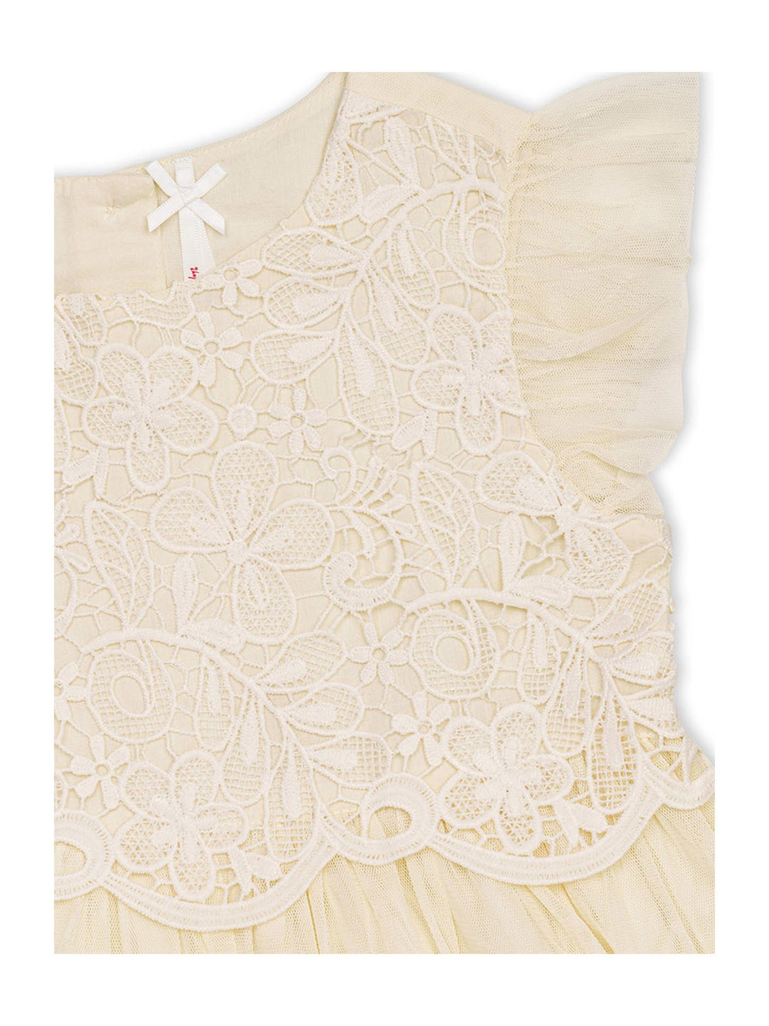 H by Hamleys Girls Cream Self Design A Line Dress