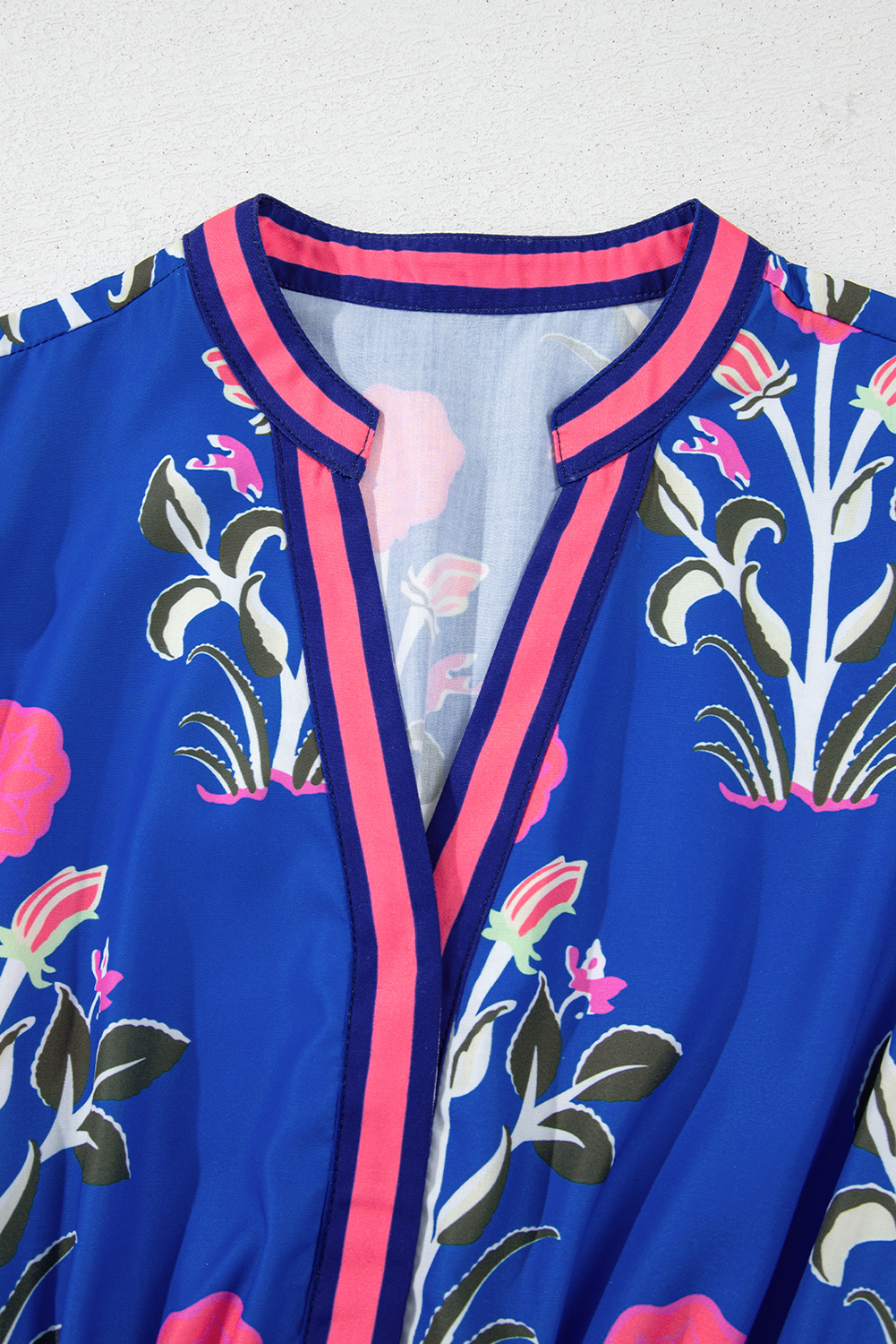 Multicolour Floral Print Split Neck Midi Dress