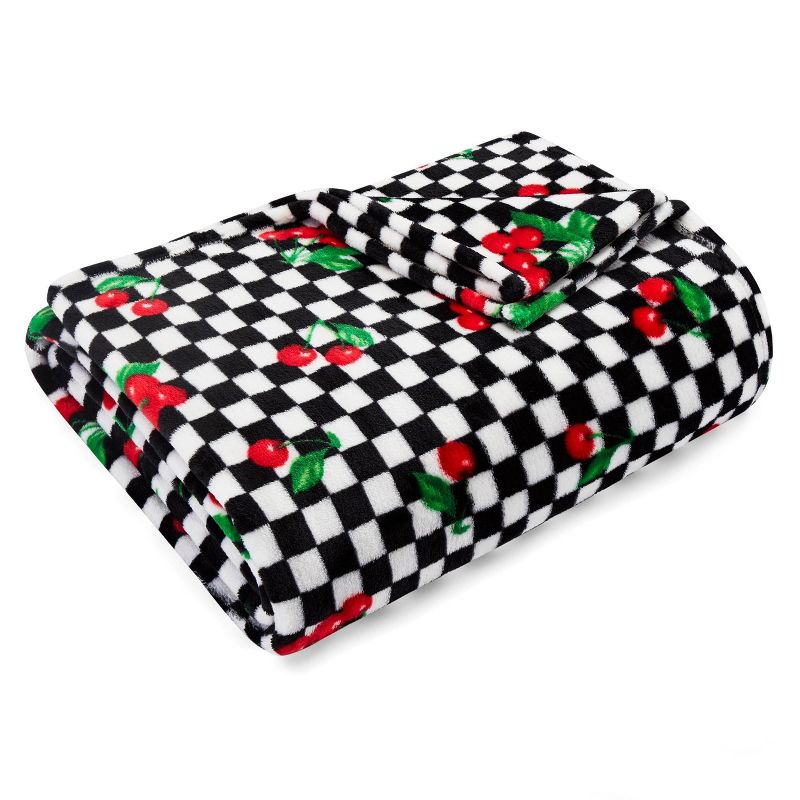 Cherry Checker Throw Blanket Red - Betseyville
