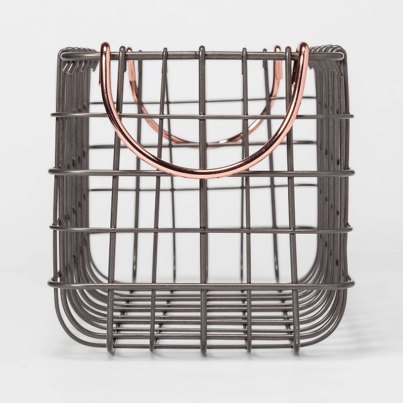 16"X6"X6" Wire Tank Top Basket with Handle Copper - Threshold™