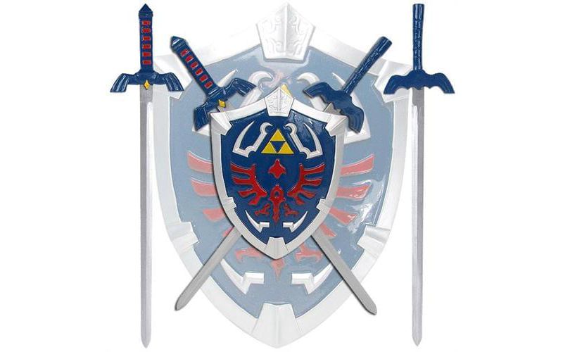 Swordsswords.com Legend of Zelda Hylian Shield and Replica Swords Wall Display Set