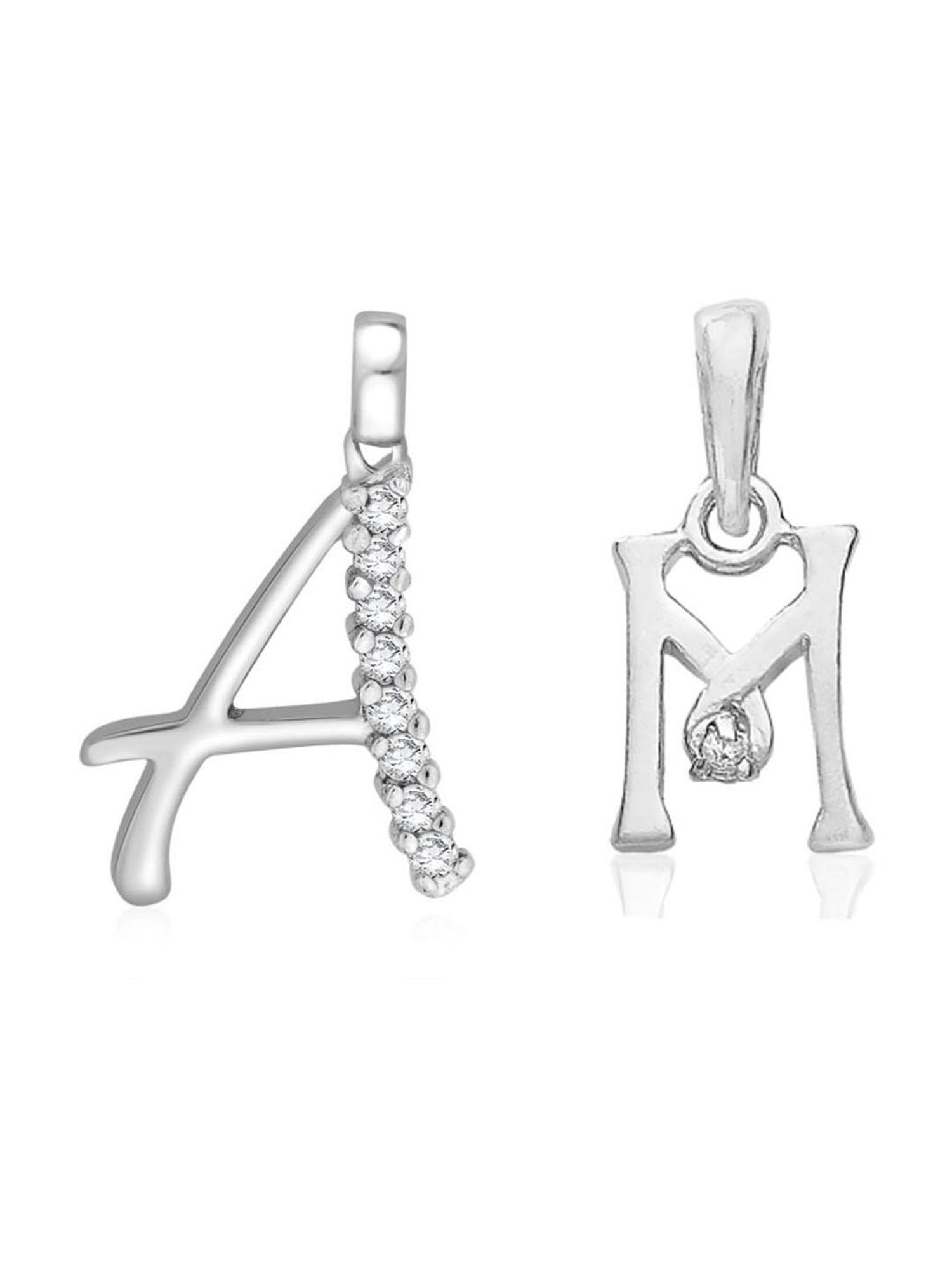 Taraash 92.5 Sterling Silver 'A' & 'M' Initial Letter Couple Pendants