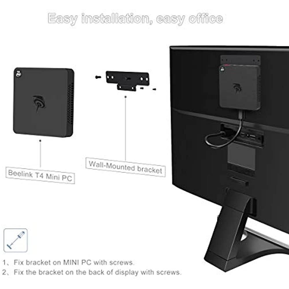 Beelink T4 Mini PC Windows 10 Quad Core Intel Atom x5-Z8500 Mini Desktop Computer DDR4 4GB RAM 64GB, 2.4G/5G WiFi, Gigabit Ethernet, USB 3.0, BT4.0, 4K HDIM&DP Dual Display Support Auto Power On