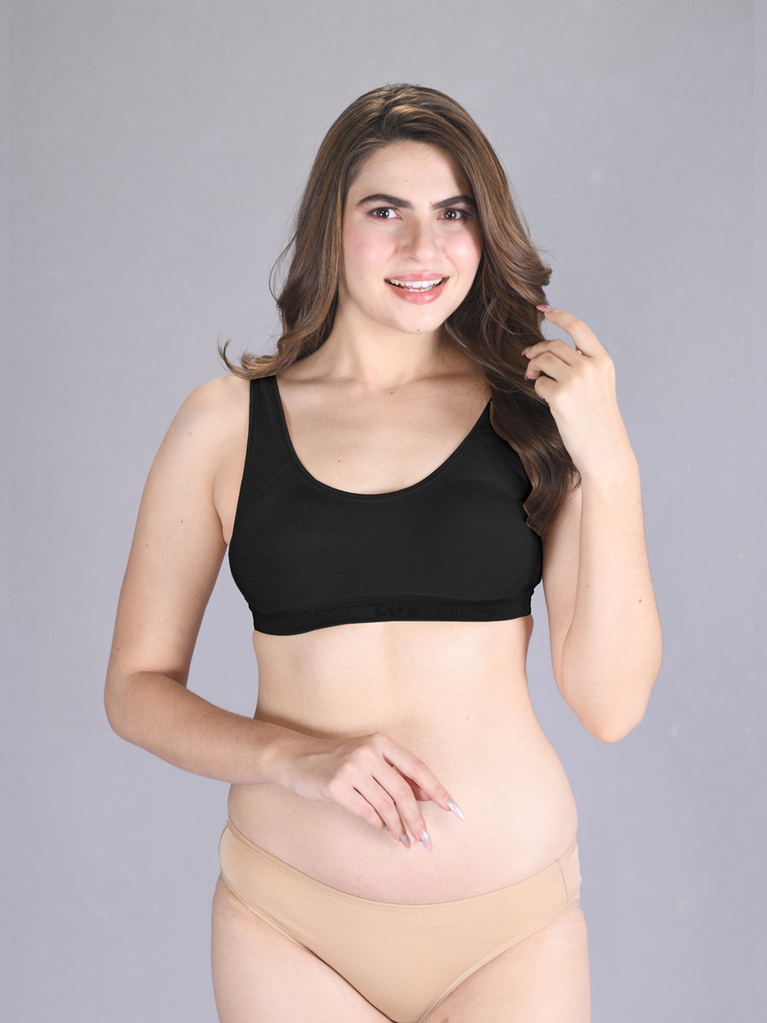 Lux Venus White & Black Full Coverage Non-Wired Sports Bra - Pack of 2