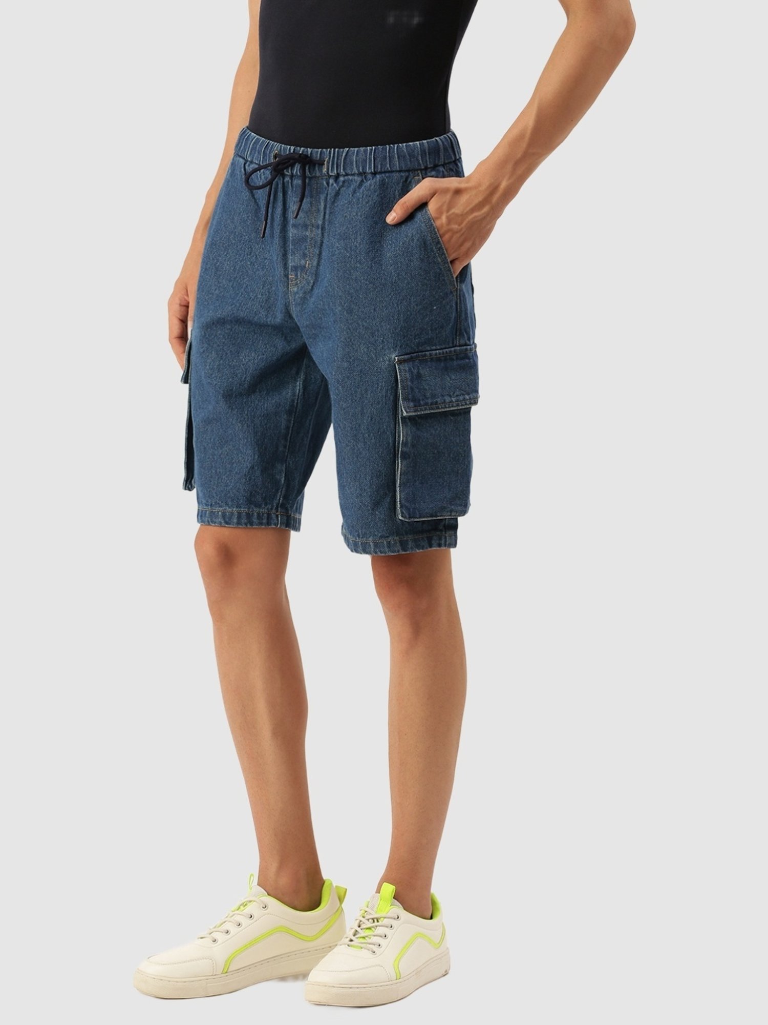 Bene Kleed Blue Cotton Regular Fit Shorts