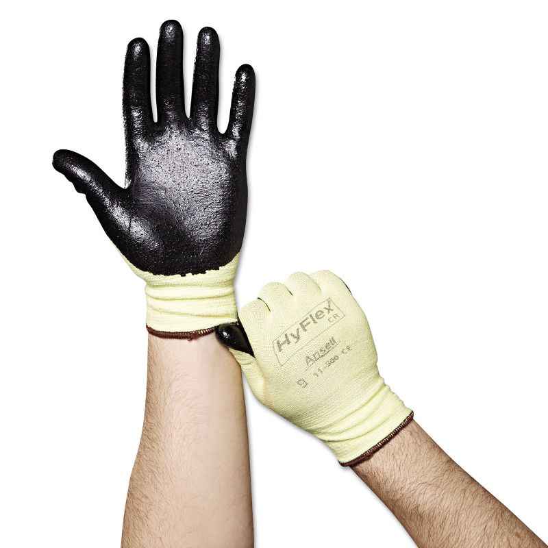Ansell Ultra Nitrile Gloves Knit Wrist Size 9 Black/Yellow 115009