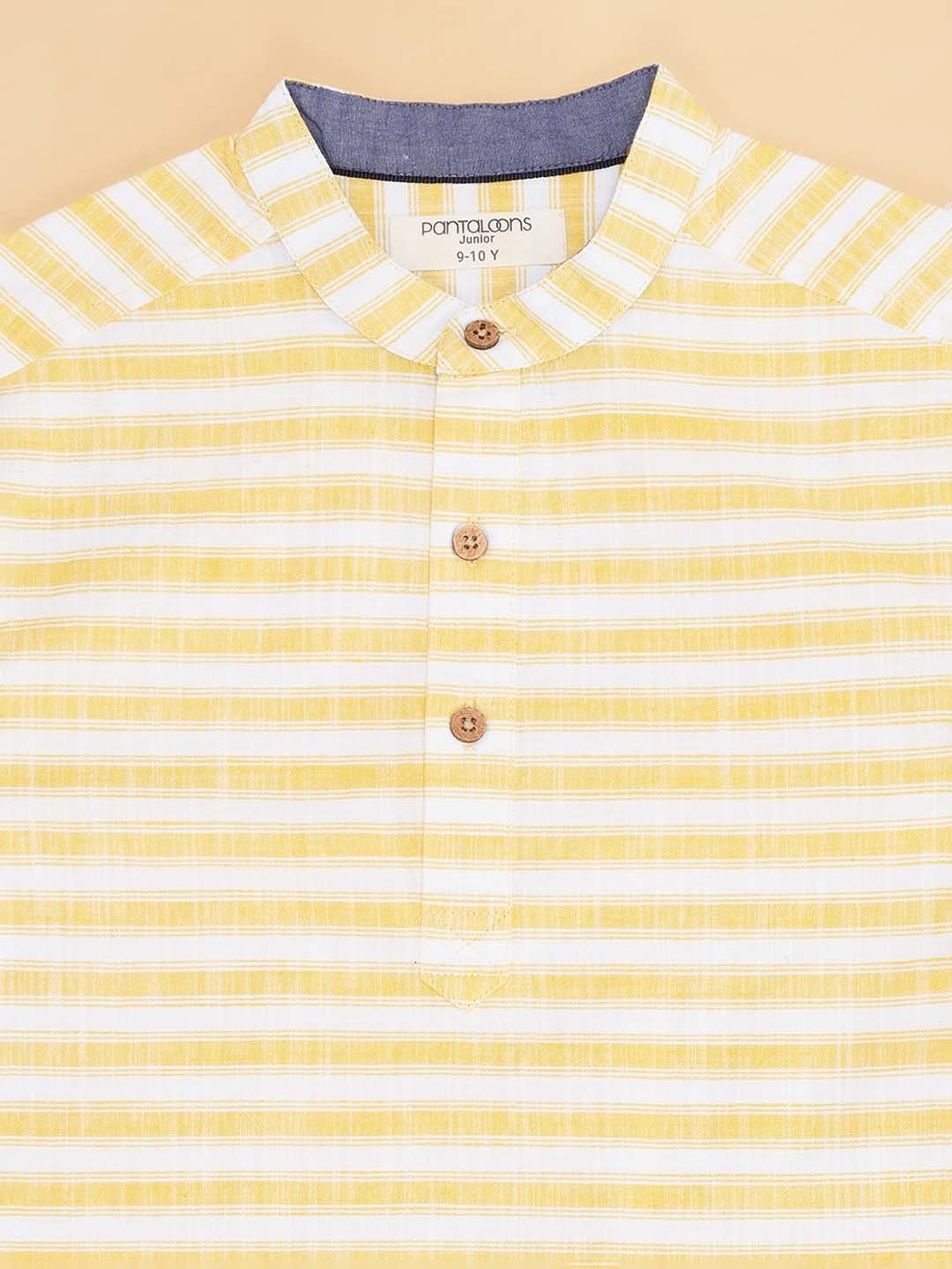 Pantaloons Junior Yellow & White Cotton Striped Full Sleeves Shirt