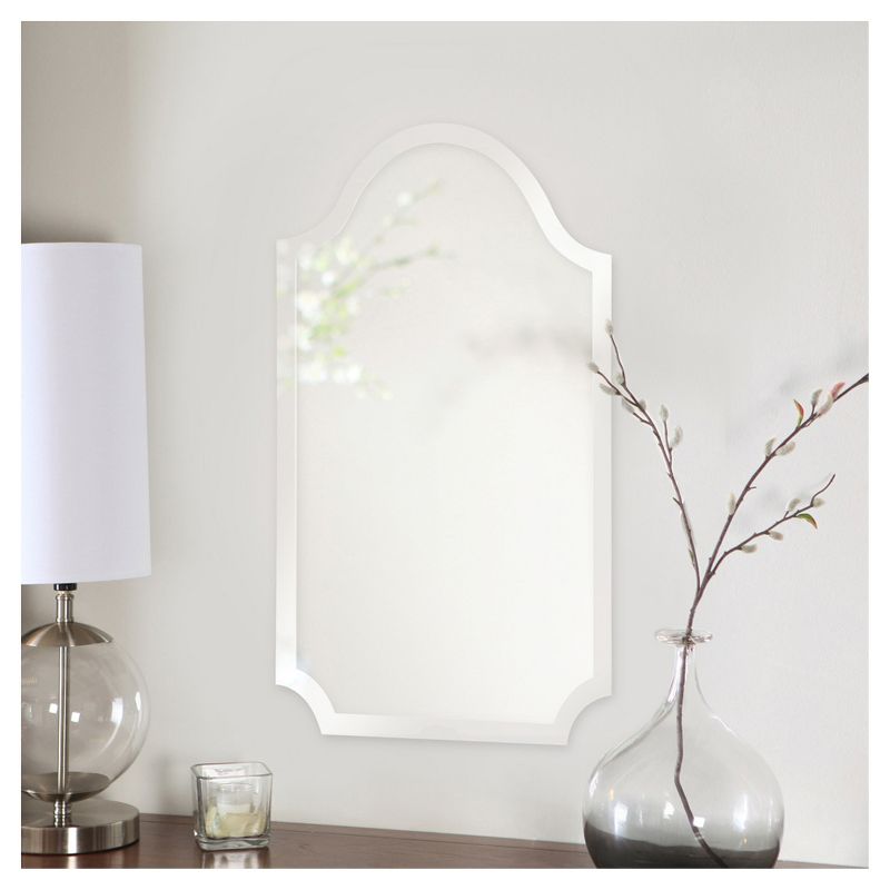 Frameless Rectangular Mirror with Arch and Scalloped Corners - Howard Elliott