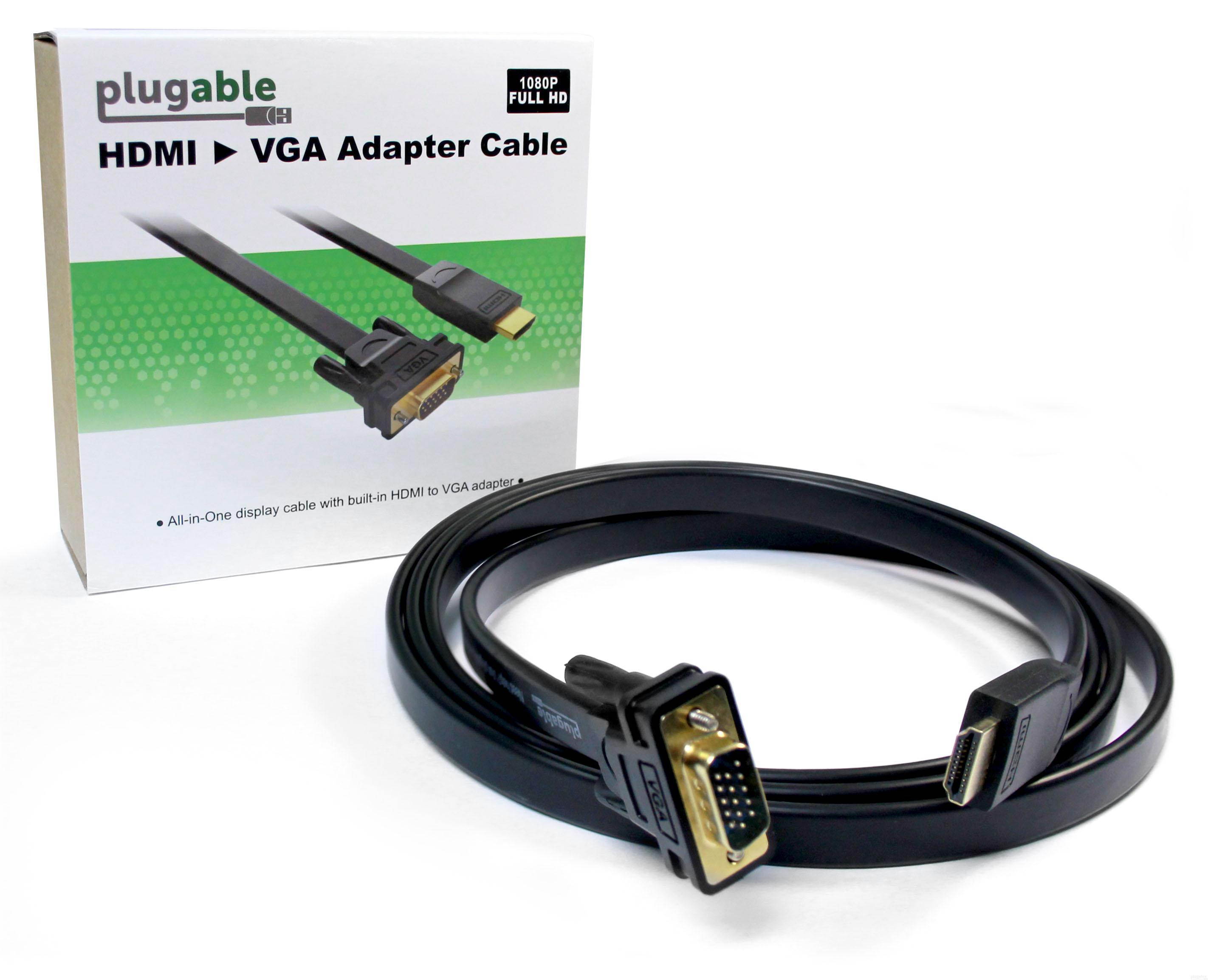 Plugable HDMI To VGA Adapter, 6 Foot (1.8 Meter) Converter Cable Supporting Up To 1920 x 1080 (60Hz)