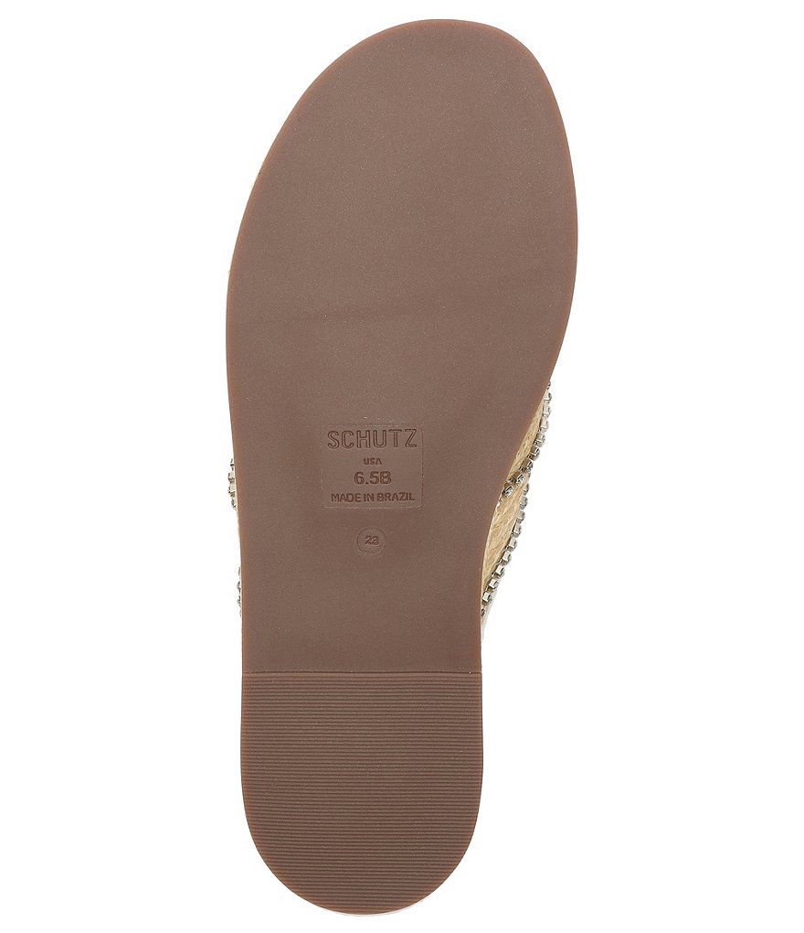 Schutz Carlotta Rhinestone Embellished Strap Detail Flat Sandals