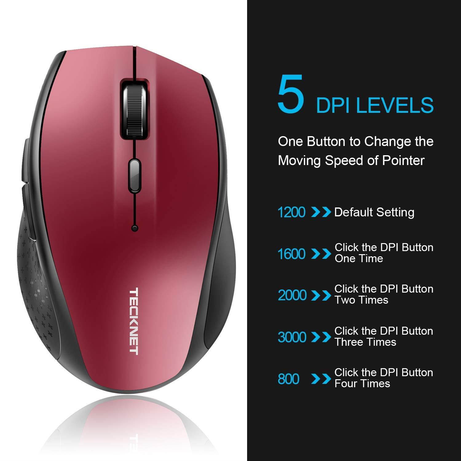 TECKNET Bluetooth Wireless Mouse (BM308) (Red)