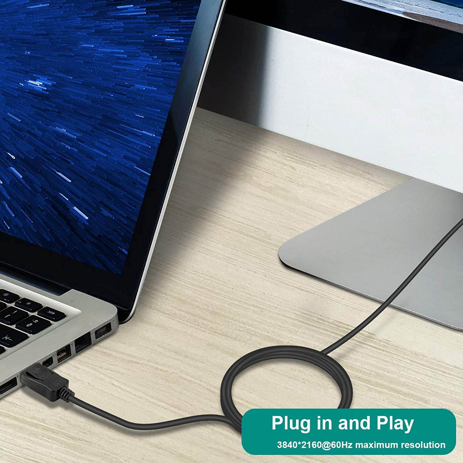 DisplayPort to DisplayPort 6 Feet Cable, Benfei DP to DP Male to Male Cable Gold-Plated Cord, Supports 4K@60Hz, 2K@144Hz Compatible for Lenovo, Dell, HP, ASUS and More