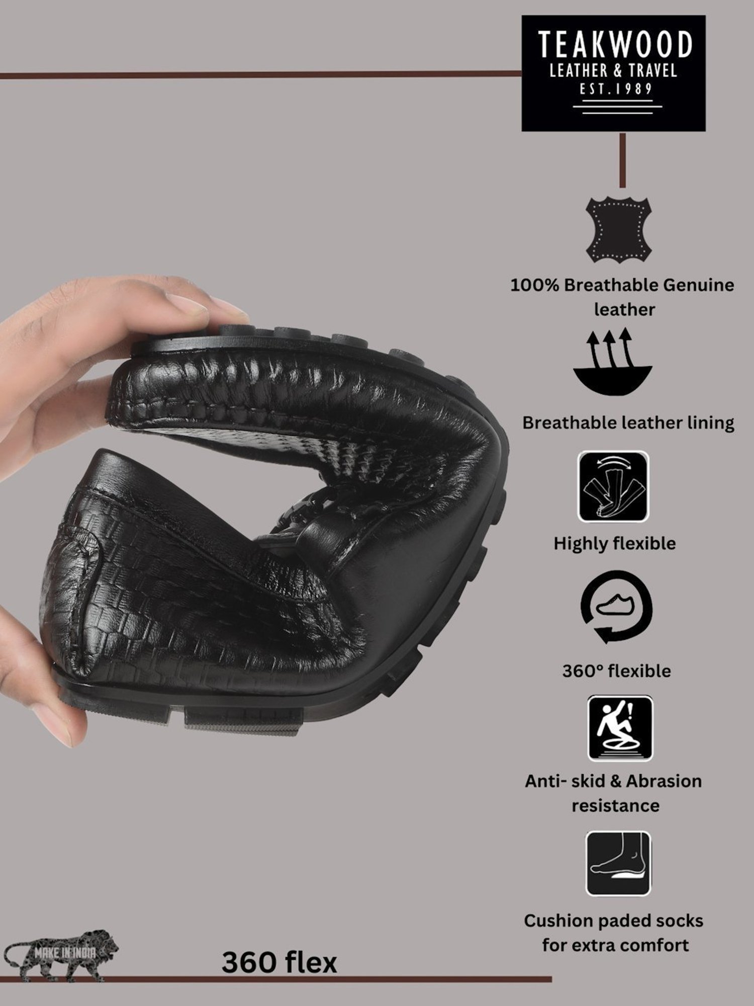 Teakwood Leathers Men's Black Casual Loafers