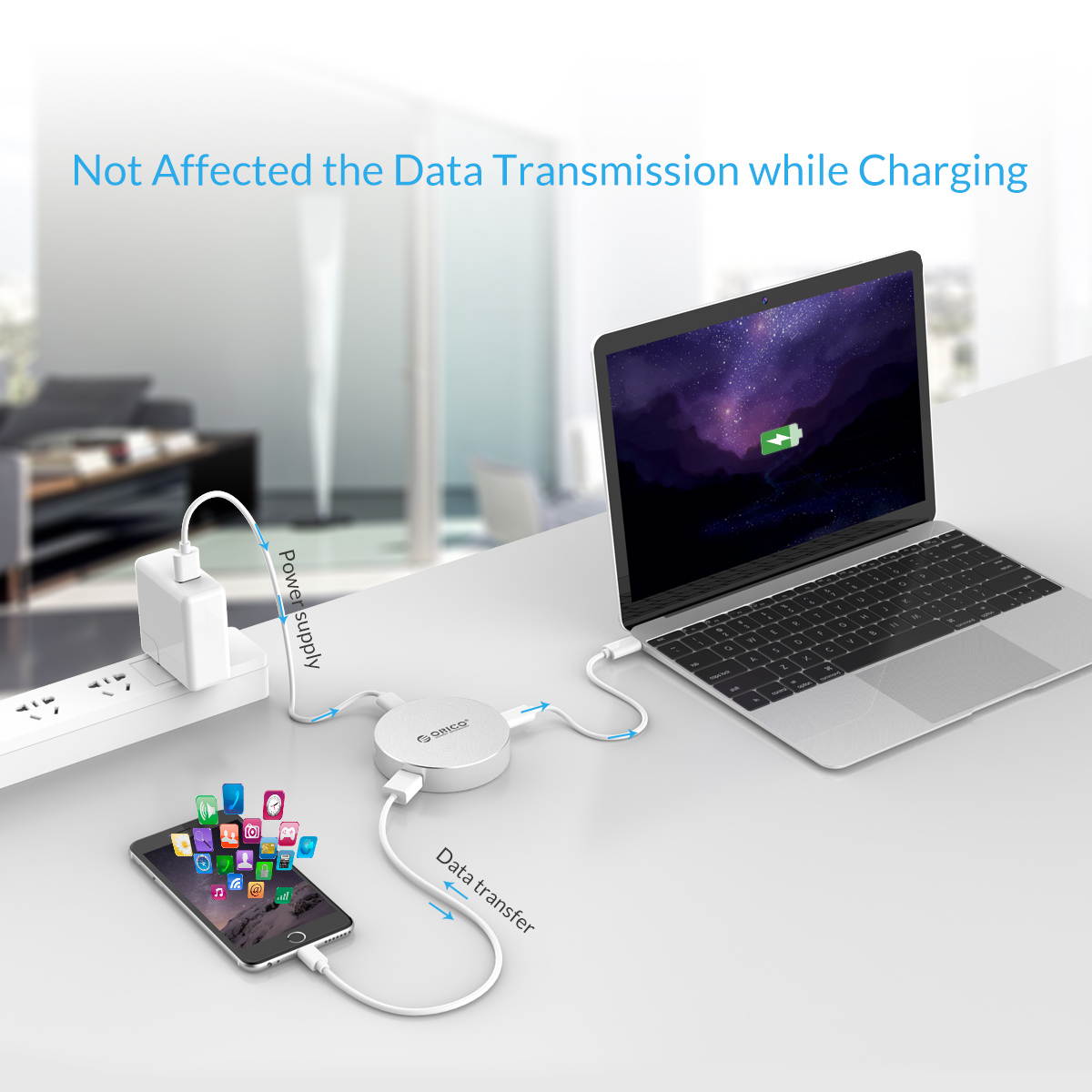 ORICO Portable USB-C Type-C 3 USB Ports Laptop Docking Stations USB3.0-C x 1,USB3.0-A Port, 4K HDMI Type-A, USB HUB Charge Transfer Extend for MAC, PC, Laptop, Windows XP and Linux