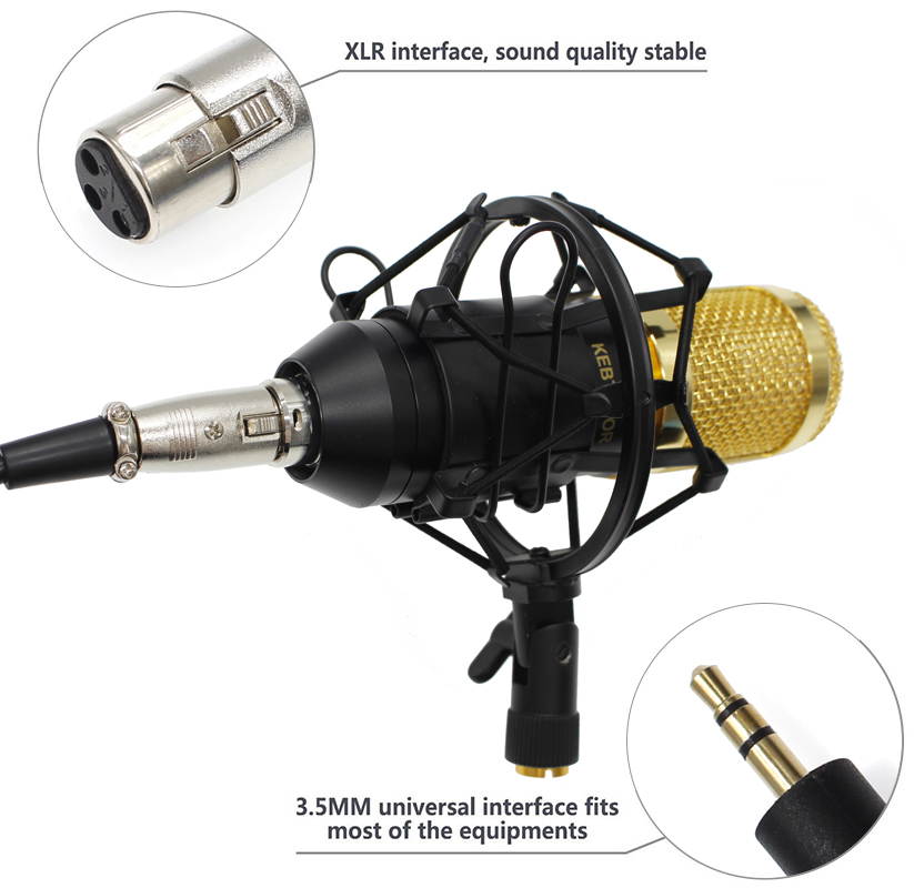 Professional BM-800 BM800 Condenser KTV Microphone Cardioid Pro Audio Studio Vocal Recording Mic KTV Karaoke+ Metal Shock Mount