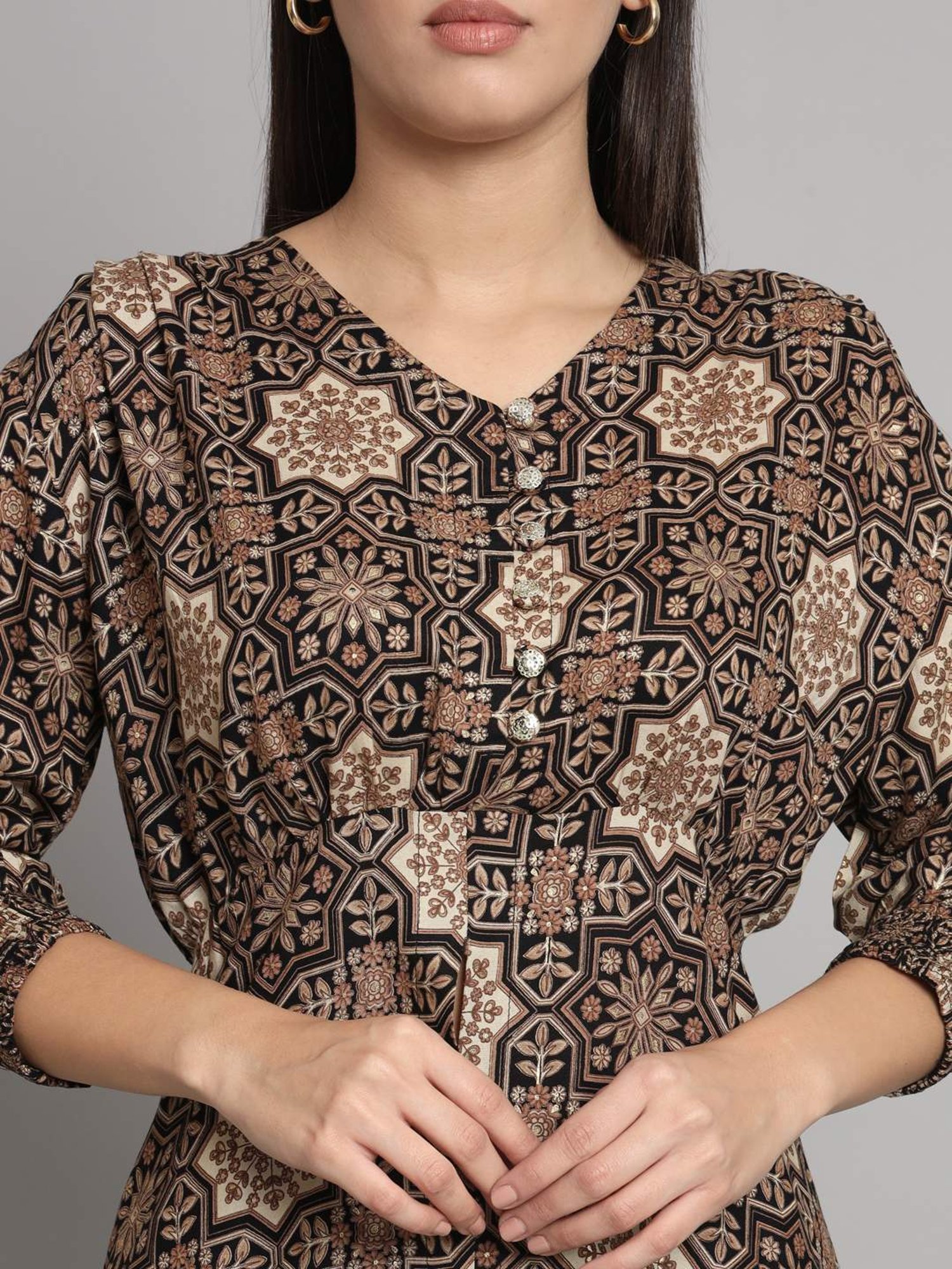 READIPRINT FASHIONS Black Printed Top Pant Set