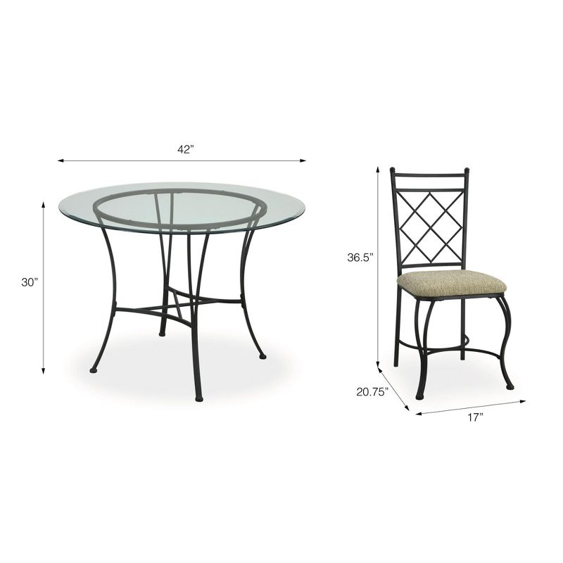 5pc Chandler Glass Top Metal Dining Set Black - Dorel Living
