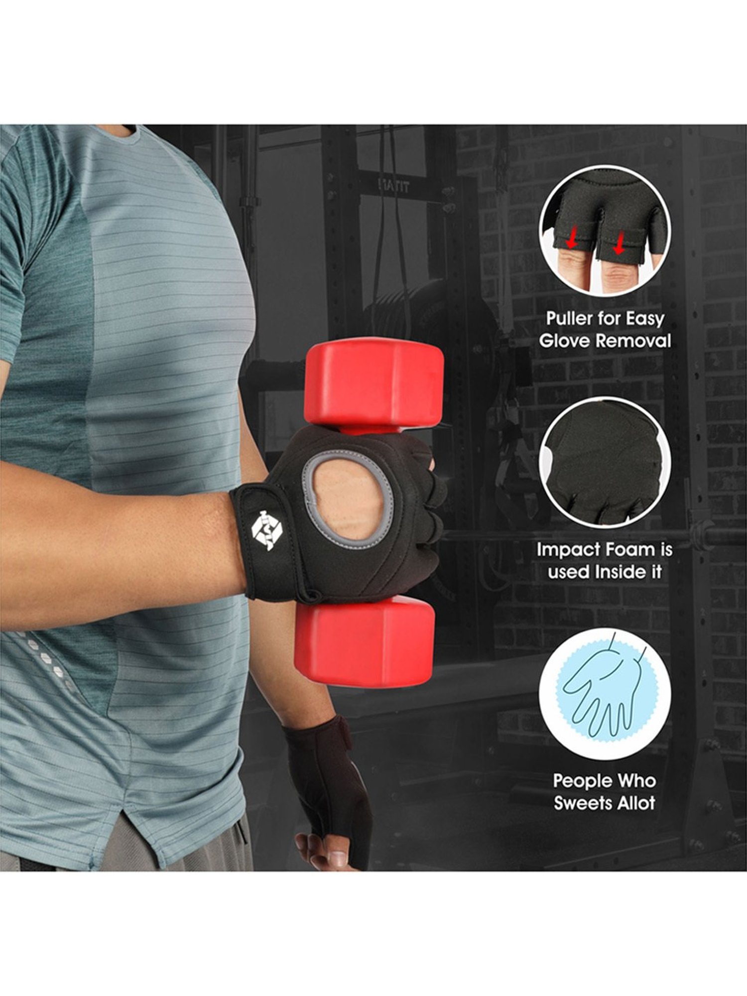 Nivia Warrior 2.0 Cross Training Gym Gloves (Black) Size - XL