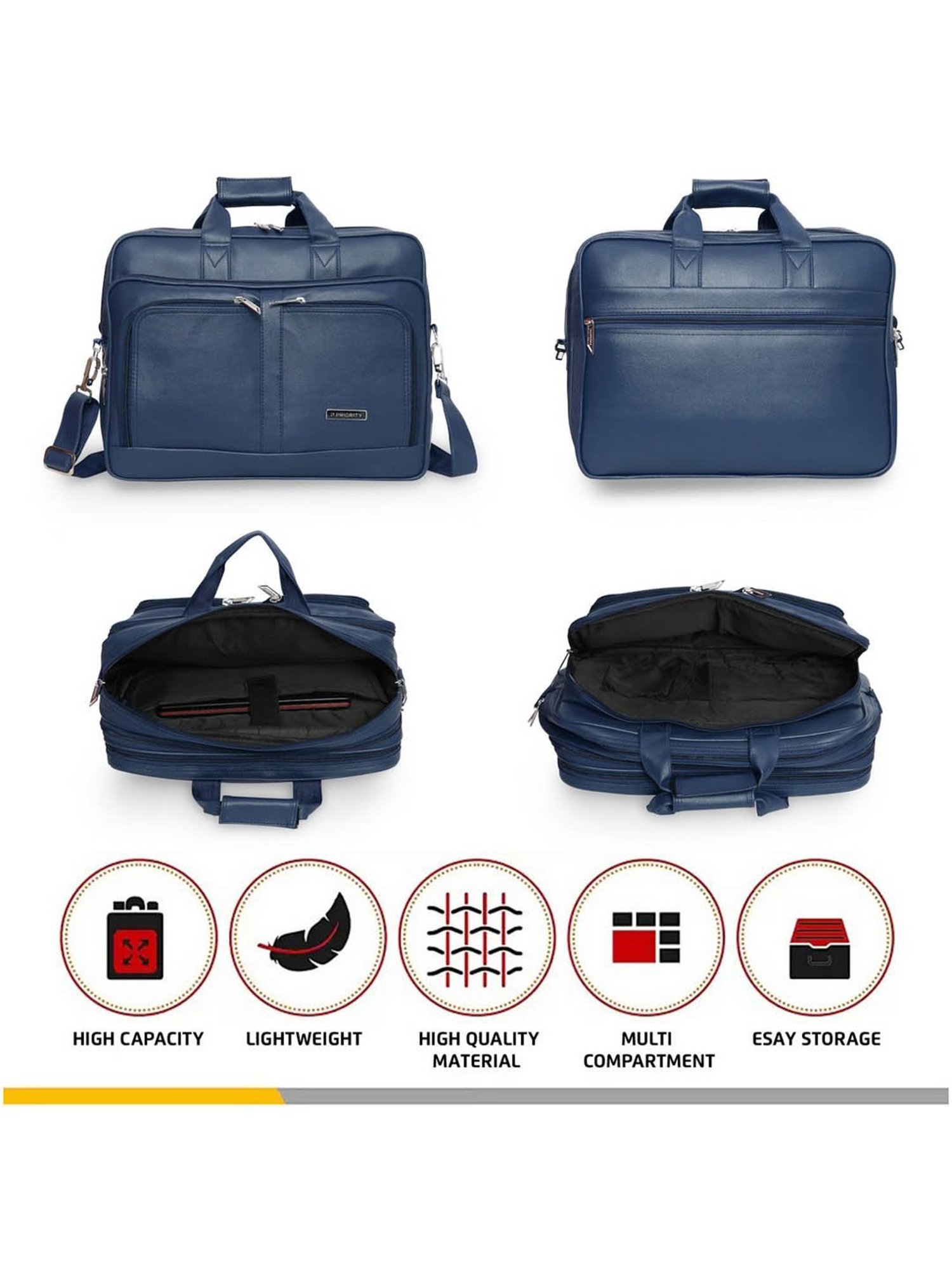 Priority Navy Synthetic Large Messenger Bag