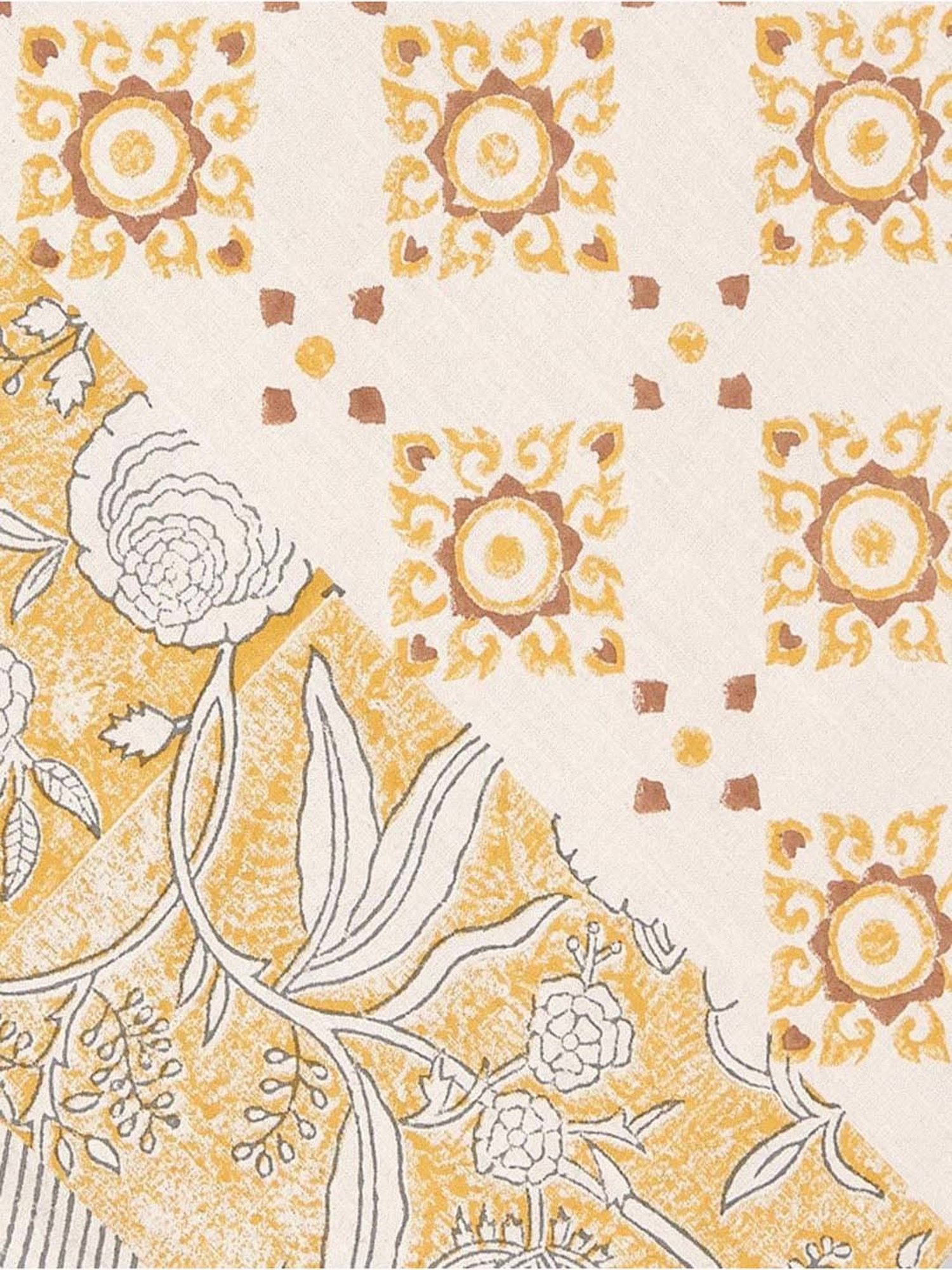 Fabindia Yellow Cotton 180 TC Single Bed Sheet With Pillow Cover