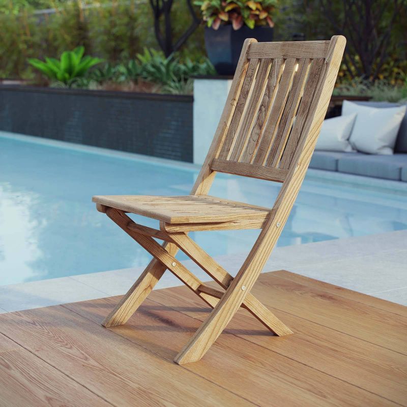 Marina Teak Outdoor Patio Folding Chair - Natural - Modway