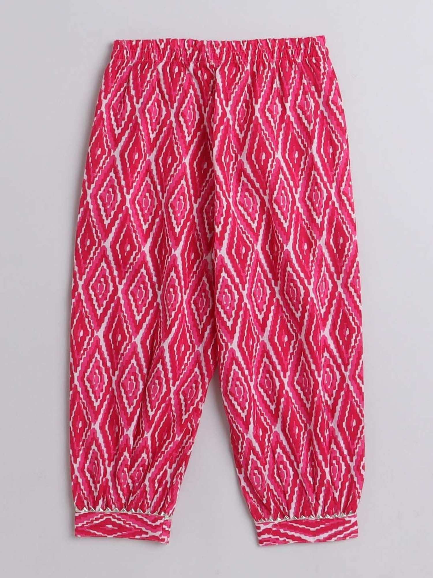 The Magic Wand Kids Fuchsia Pink Cotton Floral Print Kurta Set