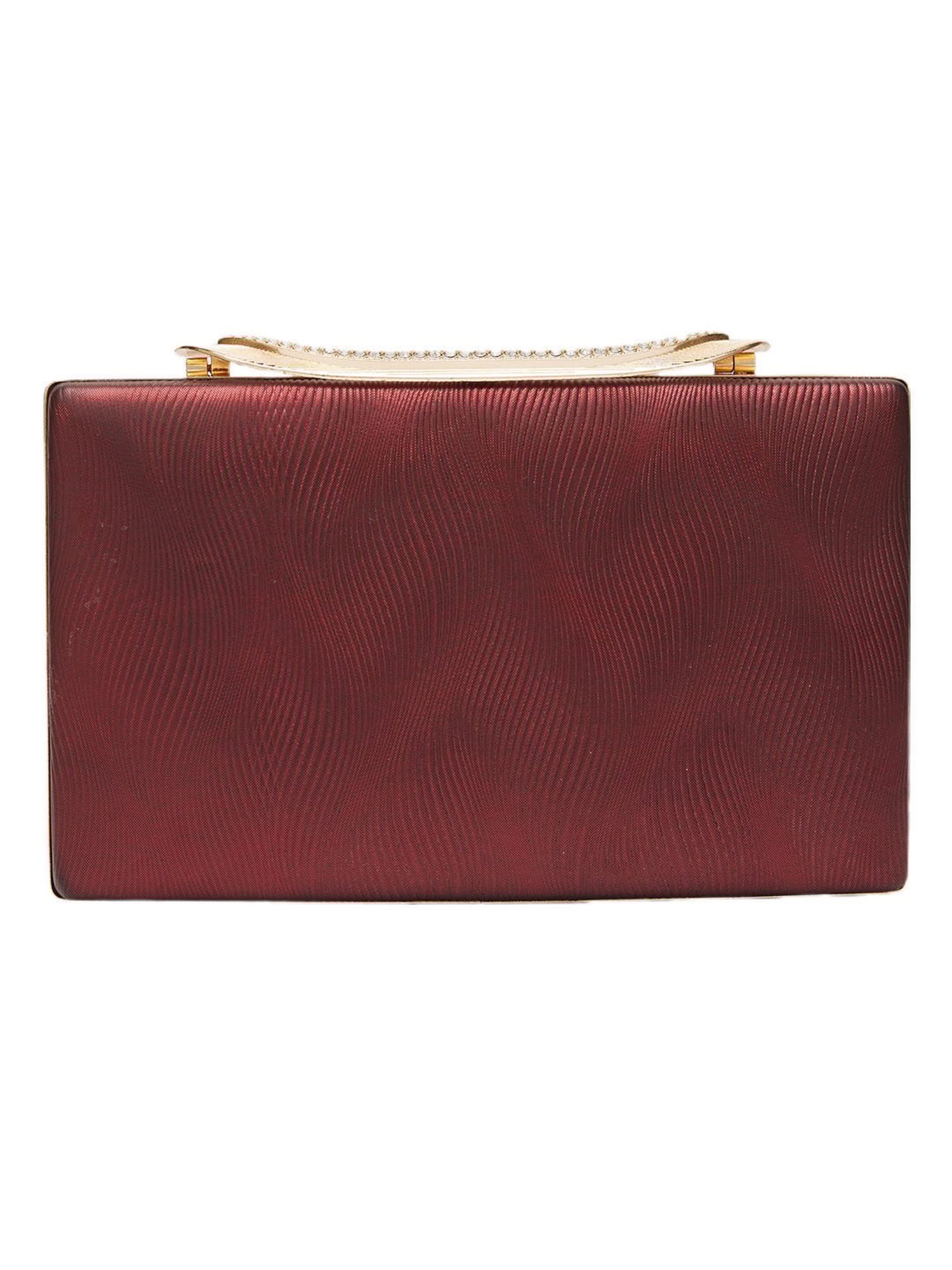 Globus Red Embellished Small Party Box Clutch