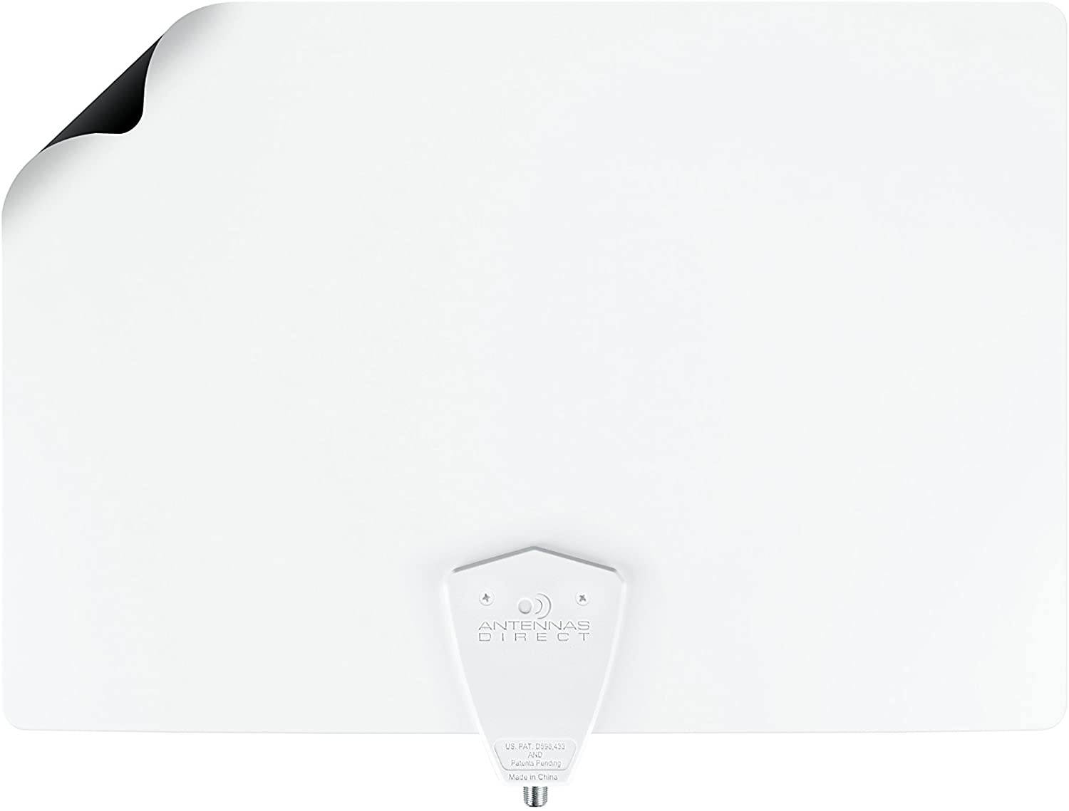 Antennas Direct ClearStream FLEX Amplified TV Antenna, 50+ Mile Range, UHF/VHF, Multi-Directional, Grips to Walls, USB In-Line Amplifier, 12 ft. Coaxial Cable, 4K Ready, Black/White/Paintable - FLEX