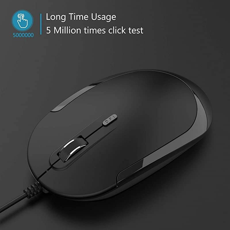 Wired Keyboard and Mouse,  Ultra Thin Full Size USB Wire Corded Keyboard Mouse Combo Set with Number Pad for Computer, Laptop, PC, Desktop, Notebook, Windows 7, 8, 10 (Black)